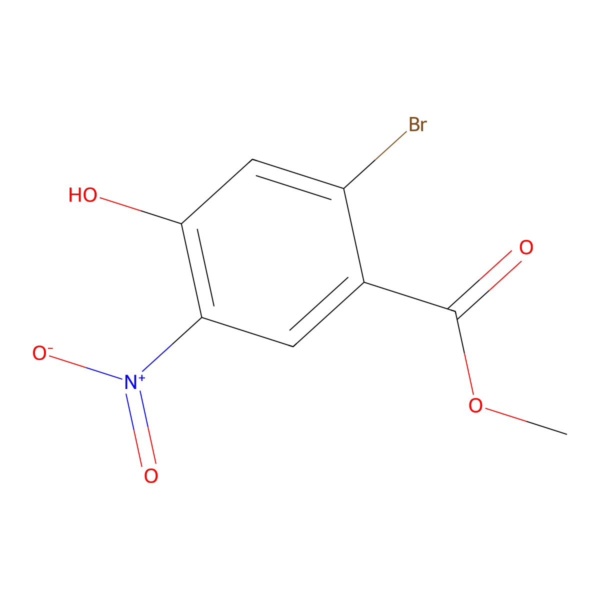 Methyl 2-bromo-4-hydroxy-5-nitrobenzoate molecular structure, CAS 1642794-76-0