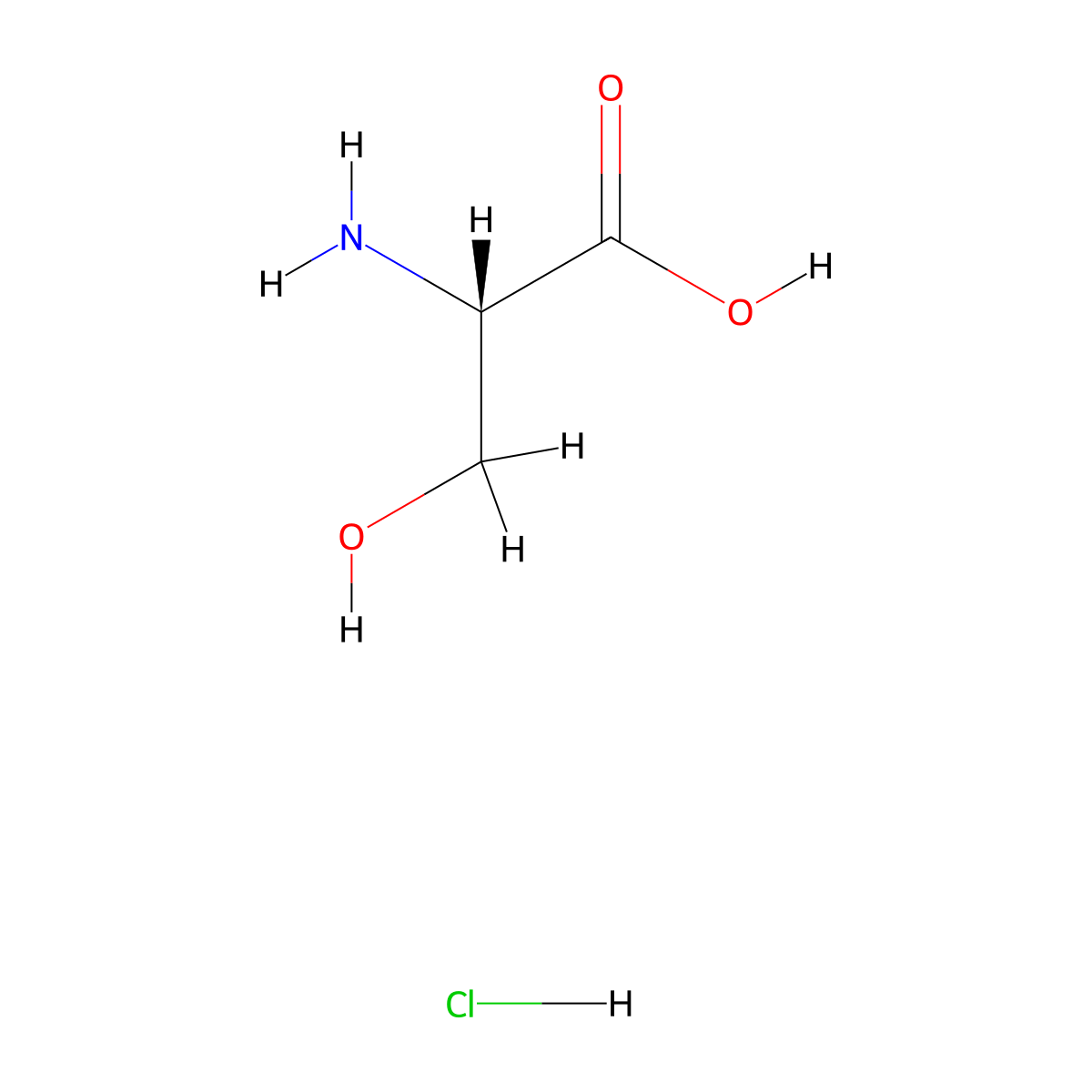 L-Serine, hydrochloride (1:1) molecular structure, CAS 16428-75-4