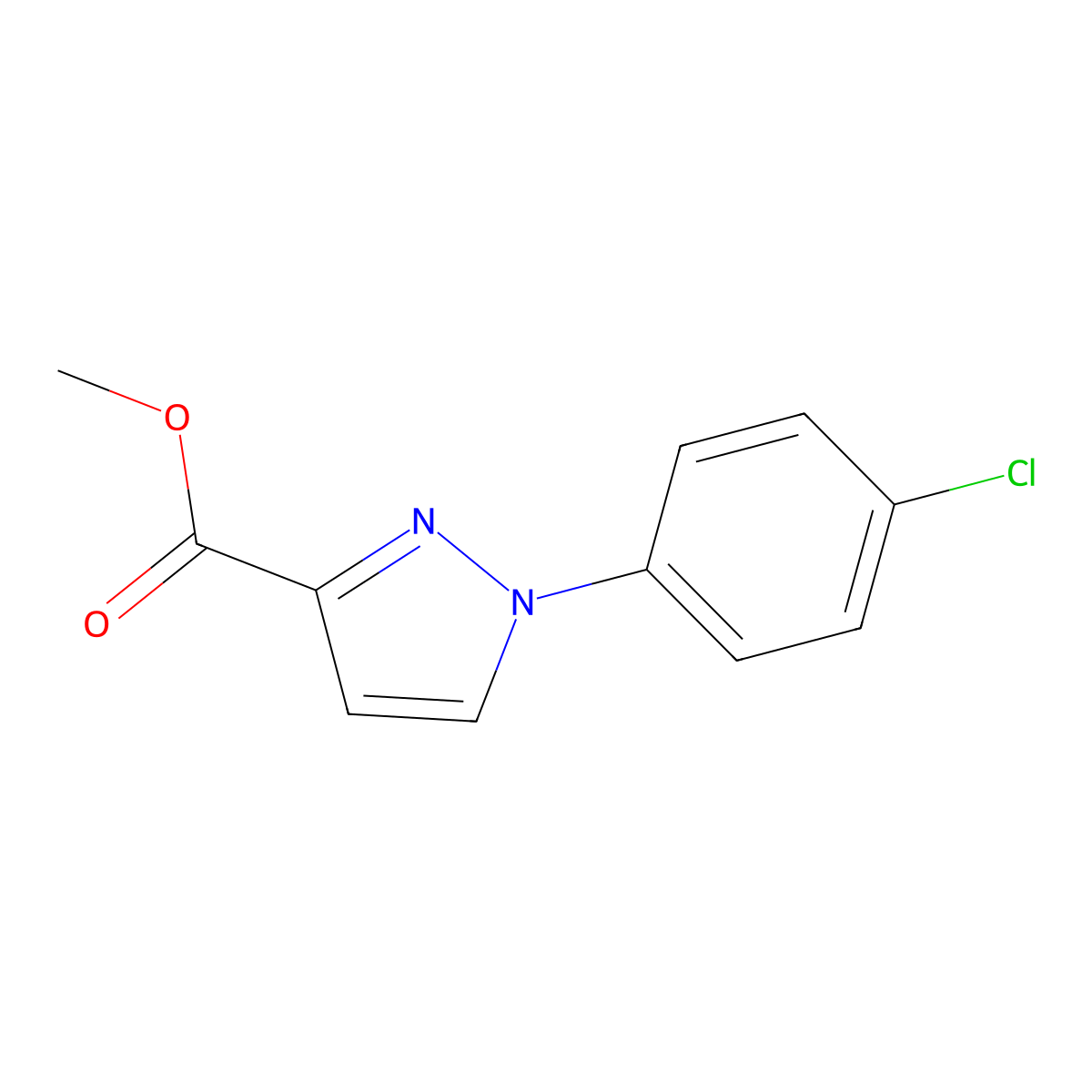 methyl 1-(4-chlorophenyl)-1H-pyrazole-3-carboxylate molecular structure, CAS 1642802-89-8