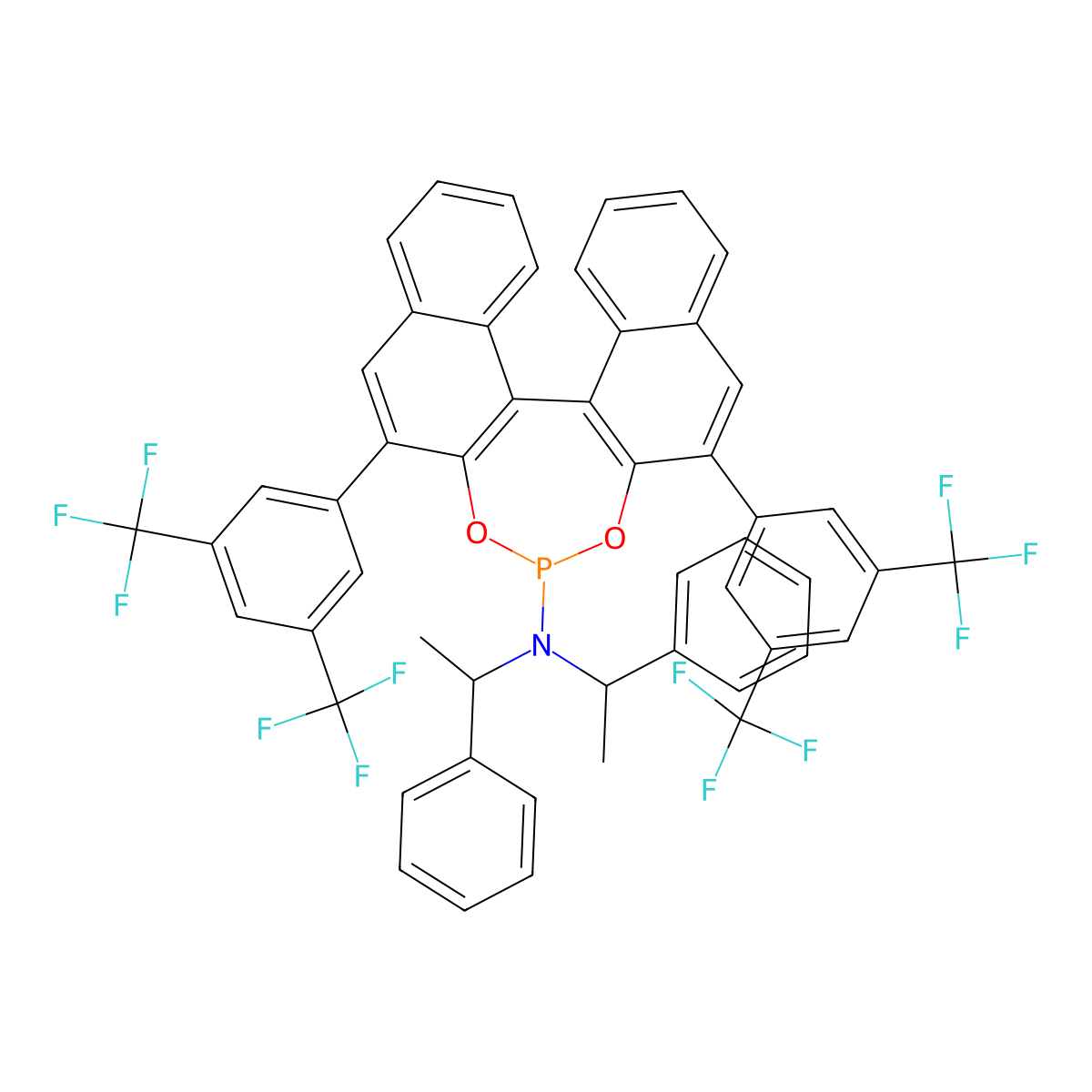 (11bS)-2,6-bis[3,5-bis(trifluoromethyl)phenyl]-N,N-bis[(1R)-1-phenylethyl]-dinaphtho[2,1-d:1',2'-f][1,3,2]dioxaphosphepin-4-amine molecular structure, CAS 1642864-21-8