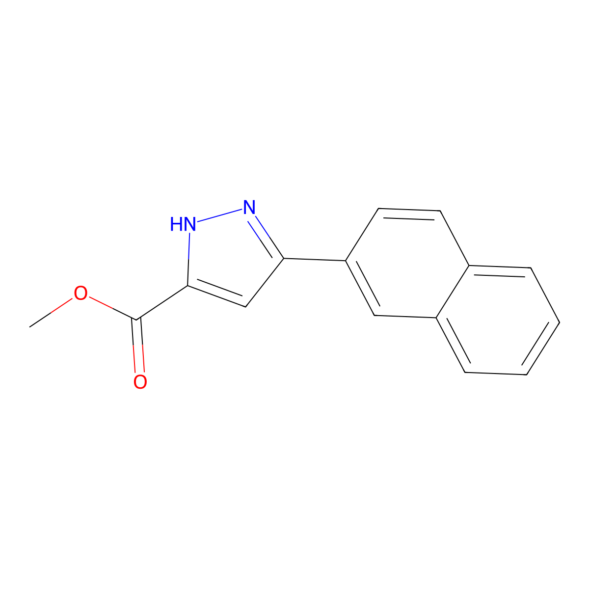 Methyl 3-(naphthalen-2-yl)-1H-pyrazole-5-carboxylate molecular structure, CAS 164295-93-6
