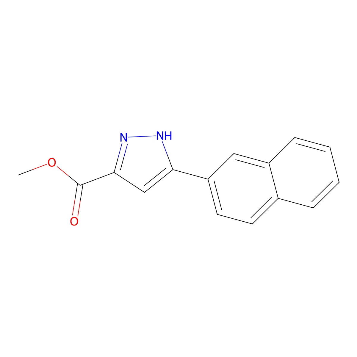 Methyl 3-(naphthalen-2-yl)-1H-pyrazole-5-carboxylate molecular structure, CAS 164295-93-6