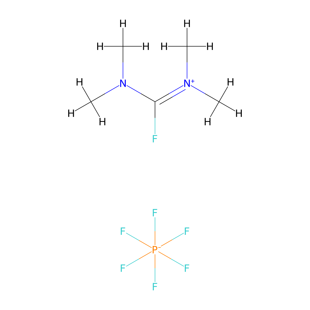 Tetramethylfluoroformamidinium hexafluorophosphate molecular structure, CAS 164298-23-1