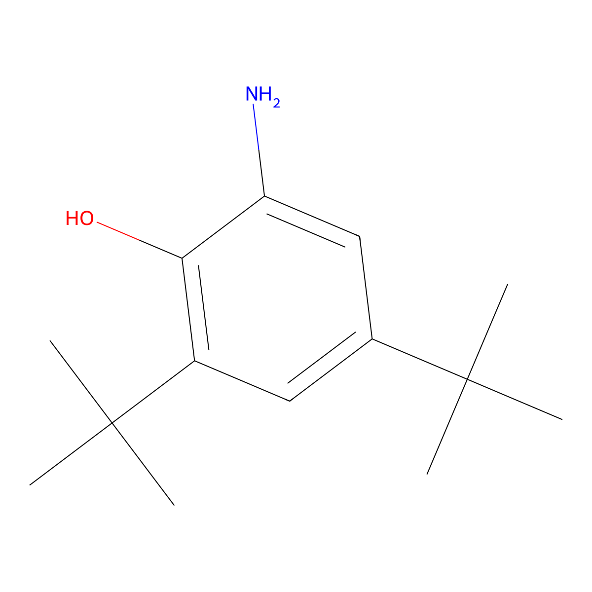 2-Amino-4,6-di-tert-butylphenol molecular structure, CAS 1643-39-6