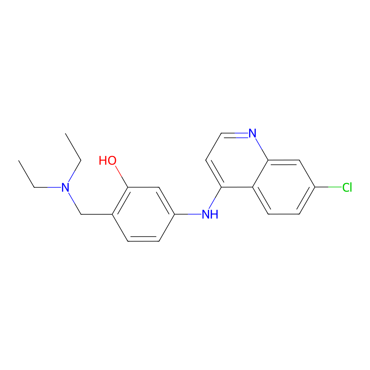 5-(7-Chloroquinolin-4-ylamino)-2-diethylaminomethylphenol molecular structure, CAS 1643-45-4