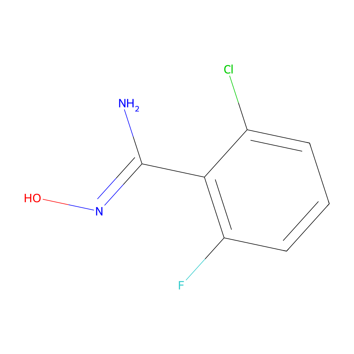 2-chloro-6-fluoro-N'-hydroxybenzenecarboximidamide molecular structure, CAS 1643-74-9