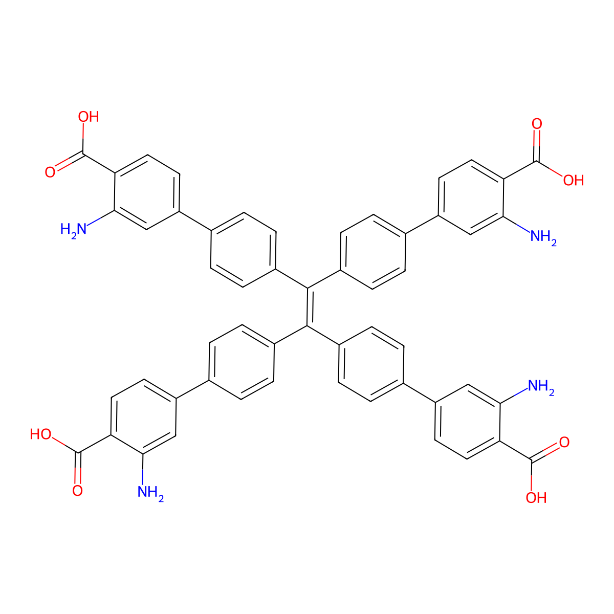 4',4''',4''''',4'''''''-(Ethene-1,1,2,2-tetrayl)tetrakis(3-amino-[1,1'-biphenyl]-4-carboxylic acid) molecular structure, CAS 1643112-47-3