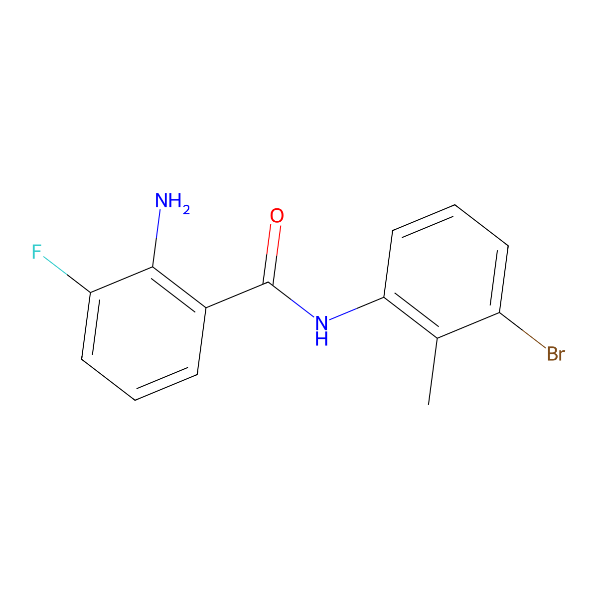 2-amino-N-(3-bromo-2-methylphenyl)-3-fluorobenzamide molecular structure, CAS 1643136-28-0