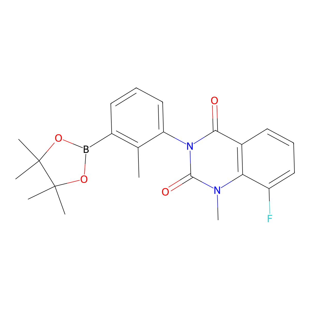 8-Fluoro-1-methyl-3-[2-methyl-3-(4,4,5,5-tetramethyl-1,3,2-dioxaborolan-2-yl)phenyl]quinazoline-2,4-dione molecular structure, CAS 1643136-29-1