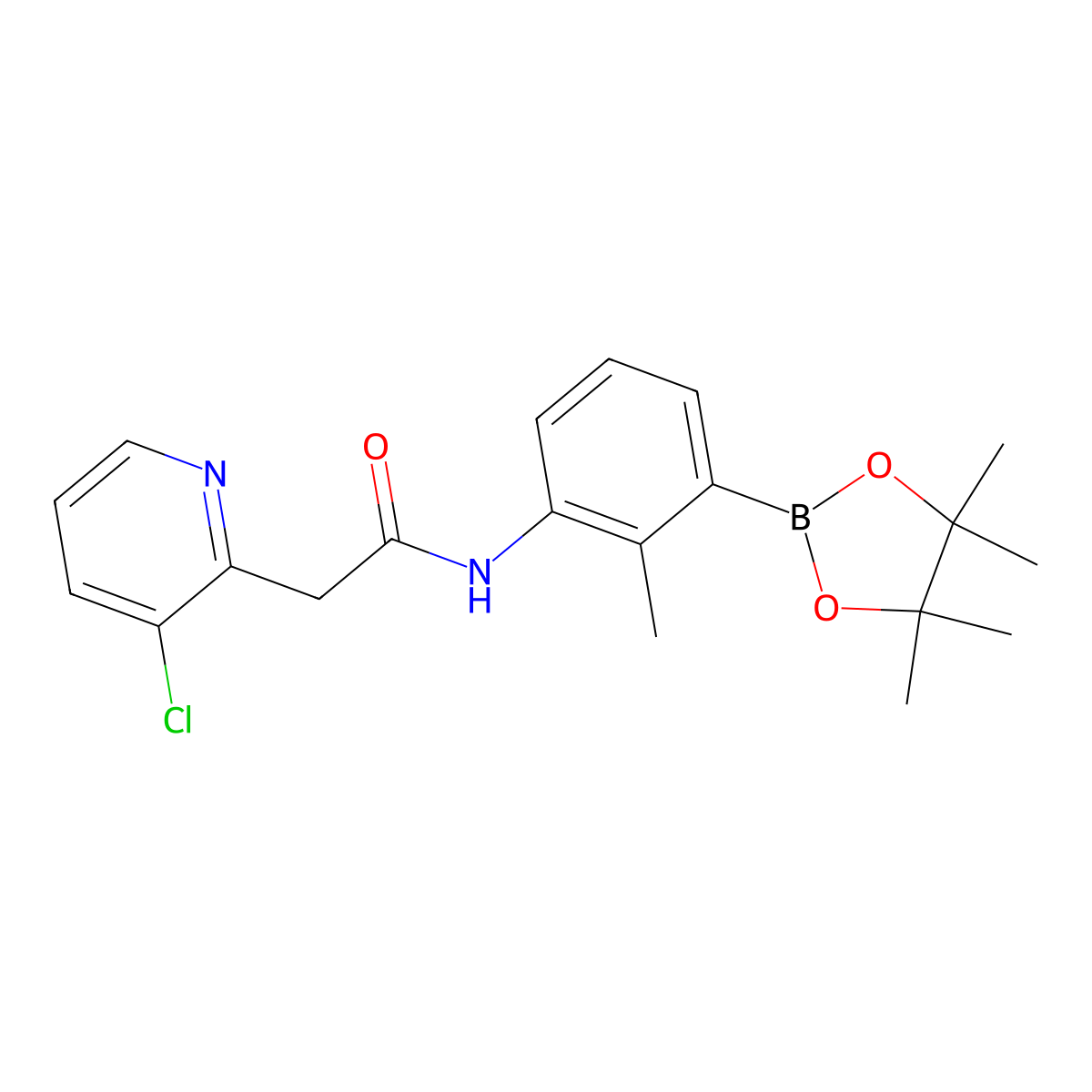 2-(3-chloropyridin-2-yl)-N-(2-methyl-3-(4,4,5,5-tetramethyl-1,3,2-dioxaborolan-2-yl)phenyl)acetamide molecular structure, CAS 1643136-53-1