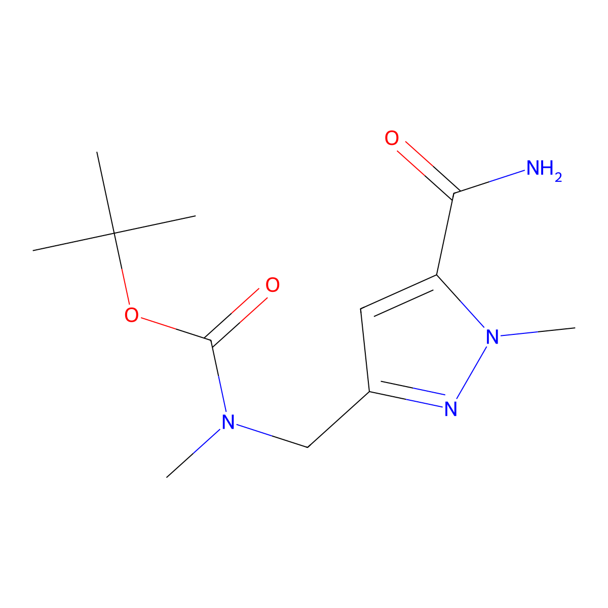 Carbamic acid, N-[[5-(aminocarbonyl)-1-methyl-1H-pyrazol-3-yl]methyl]-N-methyl-, 1,1-dimethylethyl ester molecular structure, CAS 1643141-19-8