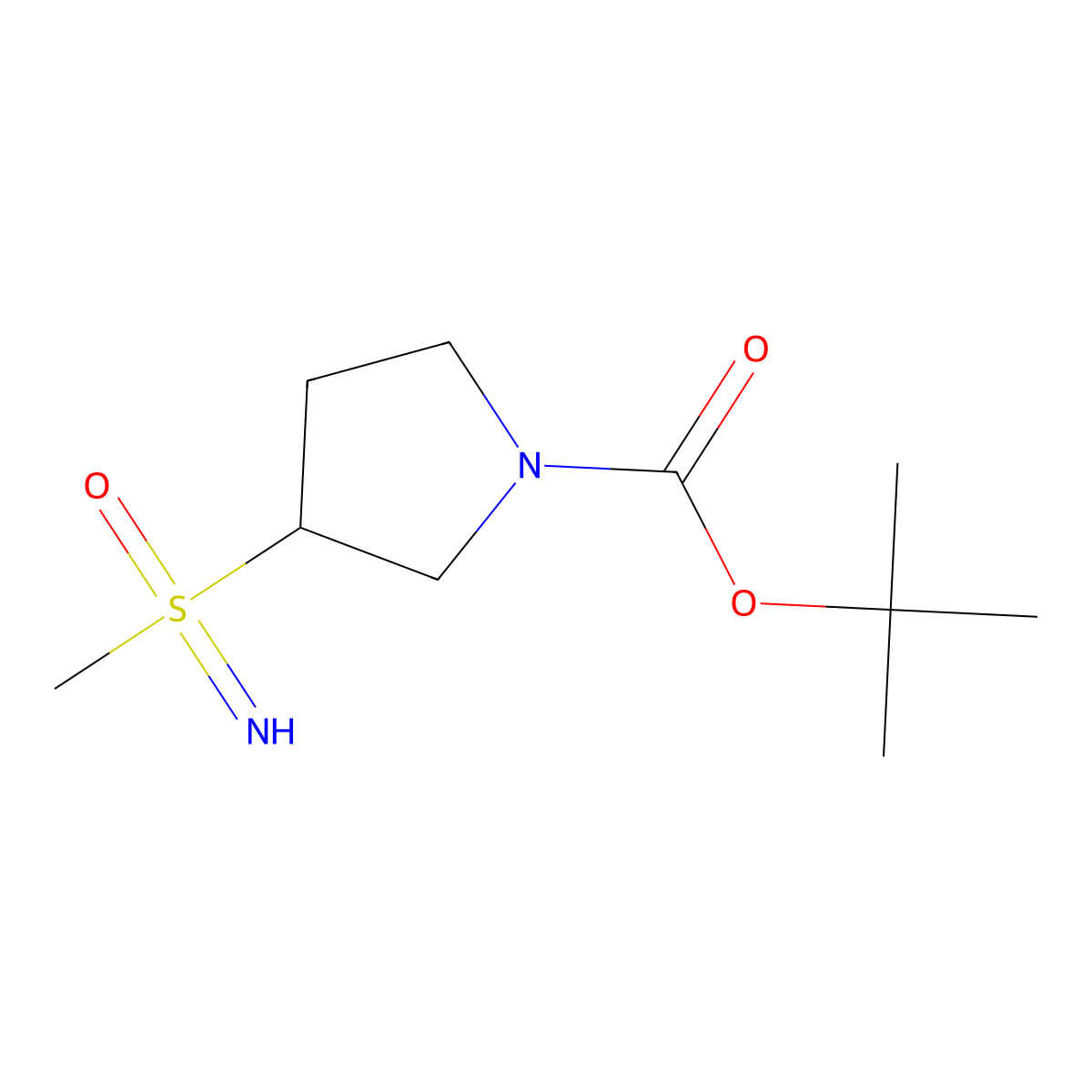 Tert-butyl 3-(imino(methyl)oxo-lambda6-sulfanyl)pyrrolidine-1-carboxylate molecular structure, CAS 1643147-55-0
