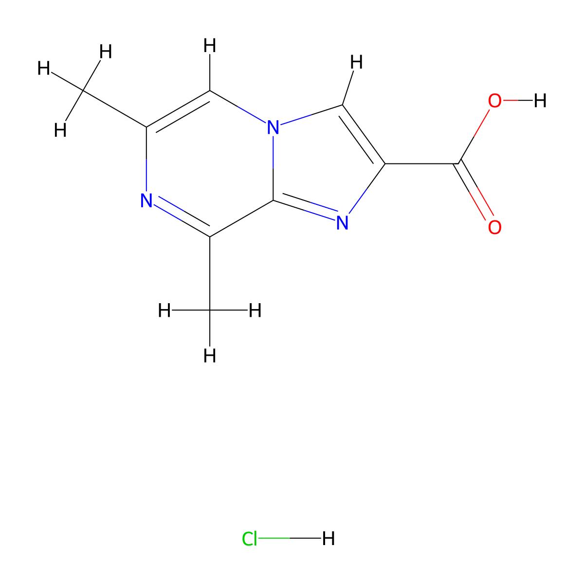 6,8-Dimethylimidazo[1,2-a]pyrazine-2-carboxylic acid hydrochloride molecular structure, CAS 1643153-28-9