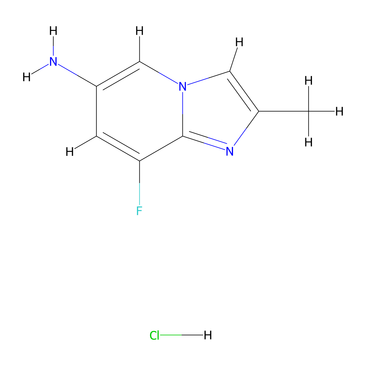 8-Fluoro-2-methylimidazo[1,2-a]pyridin-6-amine hydrochloride molecular structure, CAS 1643153-34-7
