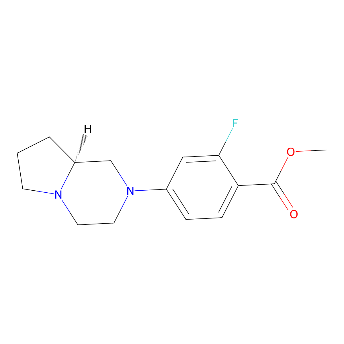 Methyl (S)-2-fluoro-4-(hexahydropyrrolo[1,2-A]pyrazin-2(1H)-YL)benzoate molecular structure, CAS 1643153-37-0