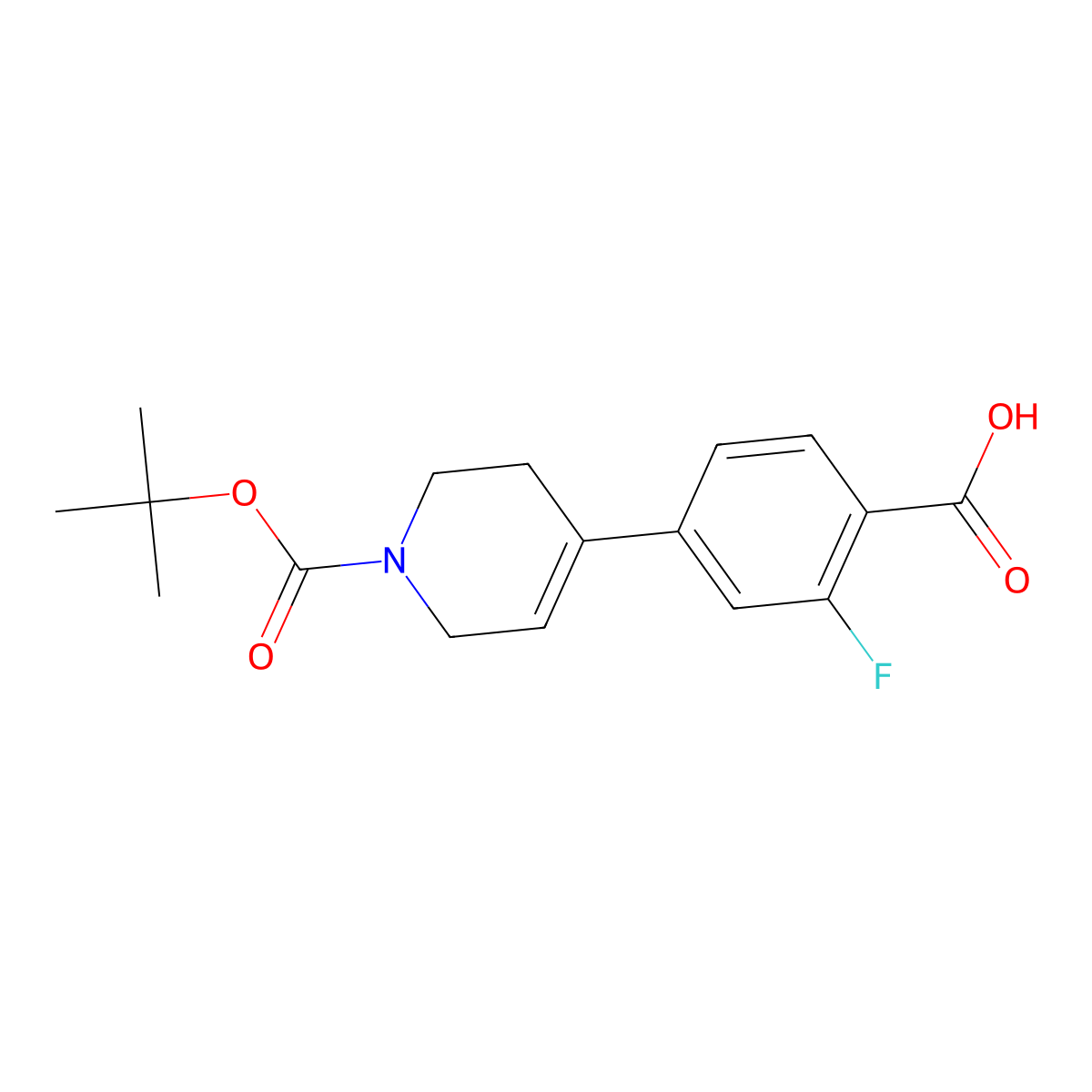 4-(4-Carboxy-3-fluoro-phenyl)-3,6-dihydro-2H-pyridine-1-carboxylic acid tert-butyl ester molecular structure, CAS 1643153-49-4