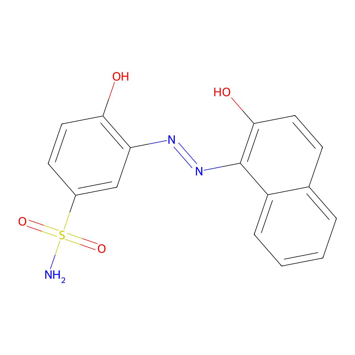Benzenesulfonamide, 4-hydroxy-3-(2-(2-hydroxy-1-naphthalenyl)diazenyl)- molecular structure, CAS 16432-45-4