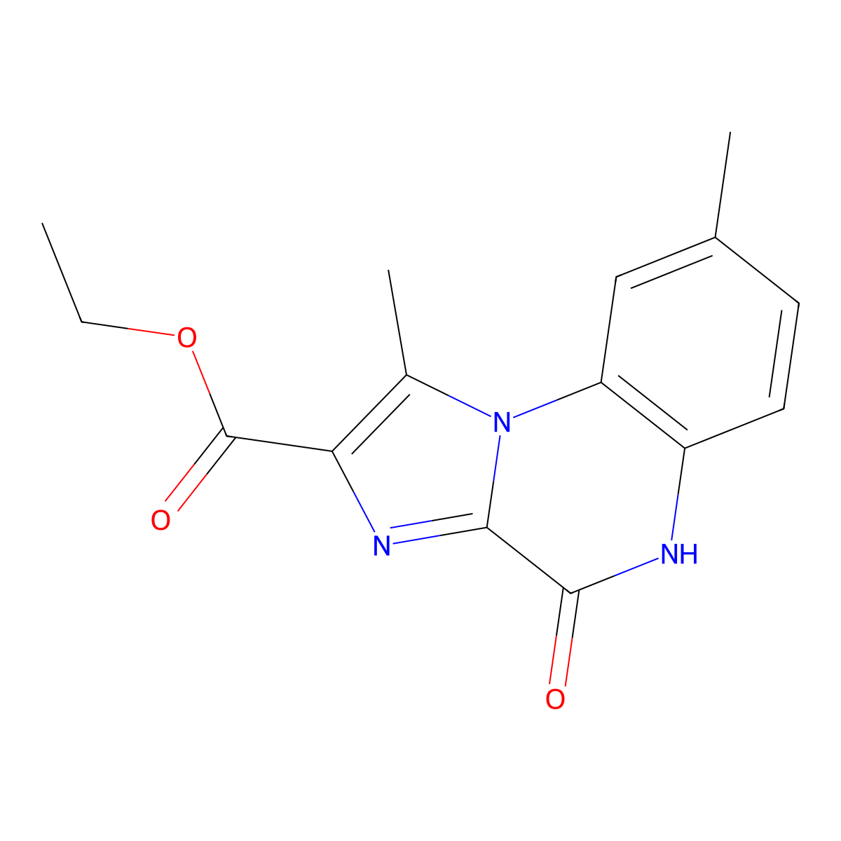 Ethyl 1,8-dimethyl-4-oxo-4,5-dihydroimidazo[1,2-a]quinoxaline-2-carboxylate molecular structure, CAS 164329-39-9