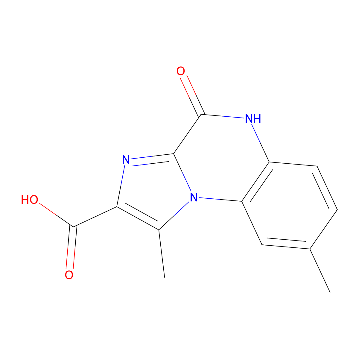 1,8-Dimethyl-4-oxo-4,5-dihydroimidazo[1,2-a]quinoxaline-2-carboxylic acid molecular structure, CAS 164329-73-1