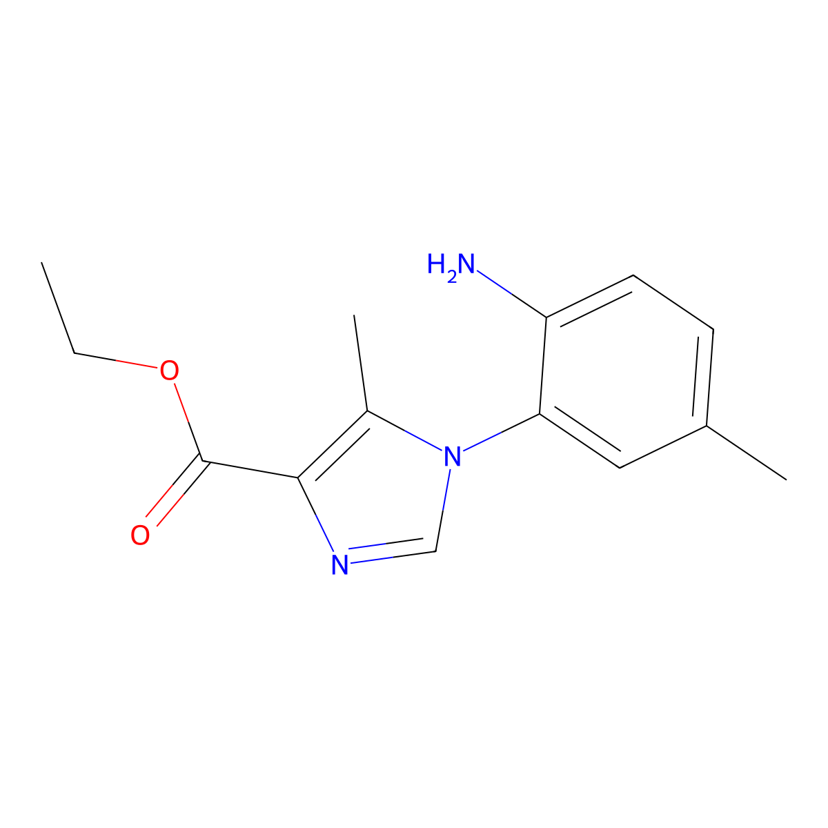 Ethyl 1-(2-amino-5-methylphenyl)-5-methyl-1H-imidazole-4-carboxylate molecular structure, CAS 164330-69-2