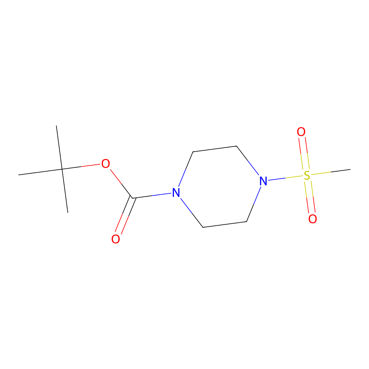 Tert-butyl 4-(methylsulfonyl)piperazine-1-carboxylate molecular structure, CAS 164331-38-8