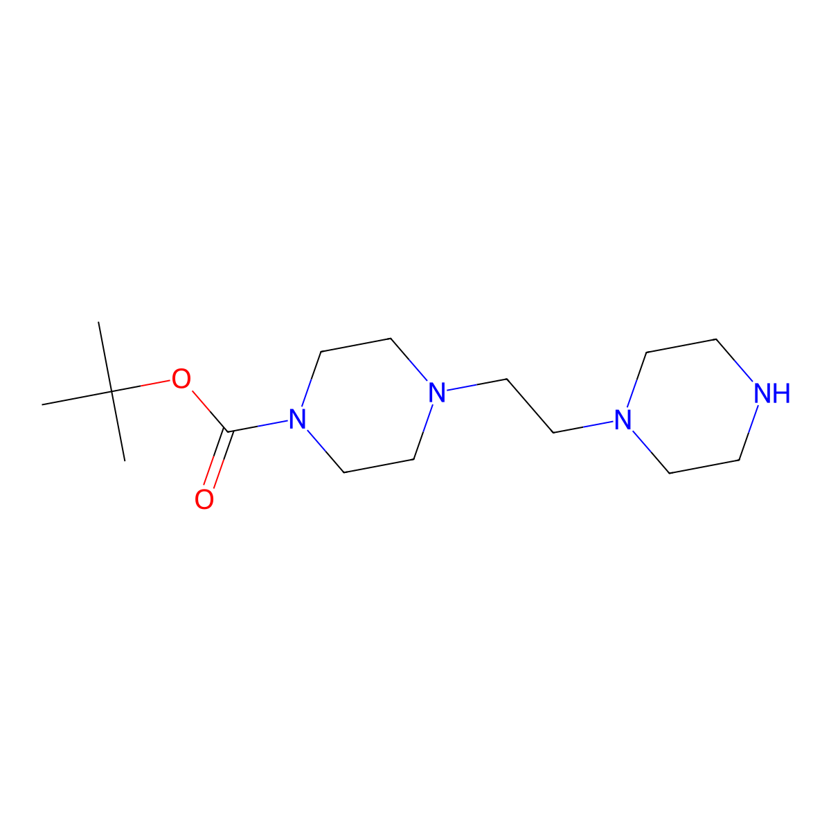 Tert-butyl 4-[2-(piperazin-1-yl)ethyl]piperazine-1-carboxylate molecular structure, CAS 164332-19-8