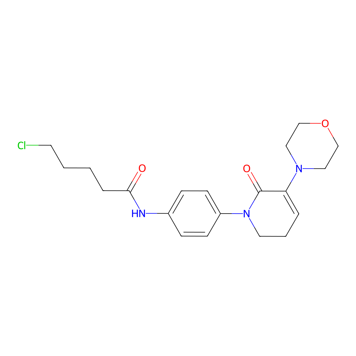 5-Chloro-N-(4-(5,6-dihydro-3-(4-morpholinyl)-2-oxo-1(2H)-pyridinyl)phenyl)pentanamide molecular structure, CAS 1643330-62-4