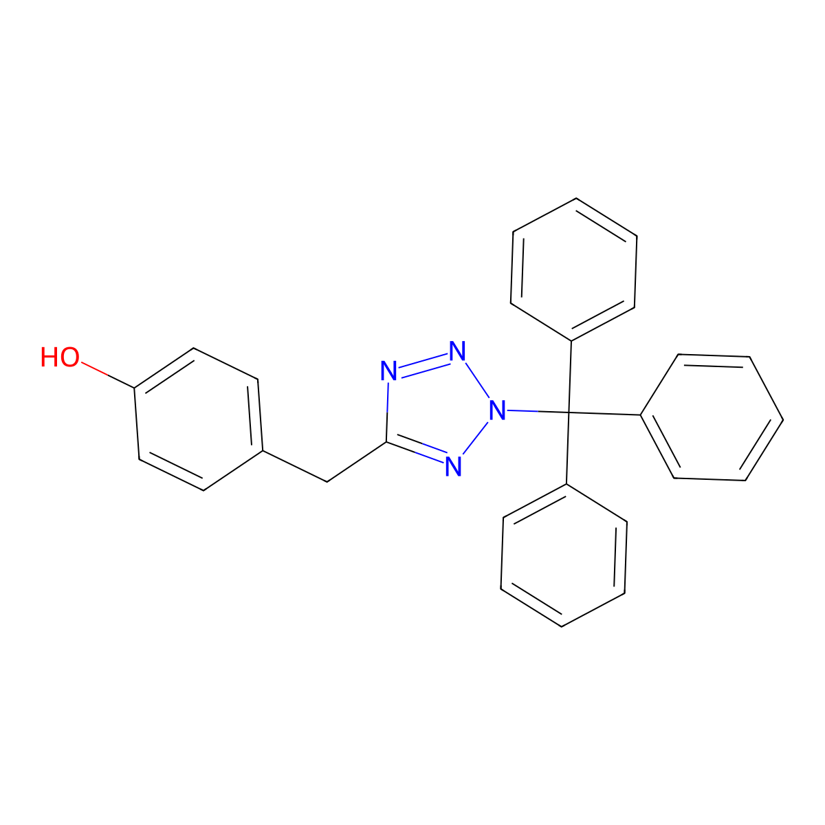 4-((2-Trityl-2H-tetrazol-5-yl)methyl)phenol molecular structure, CAS 164334-17-2