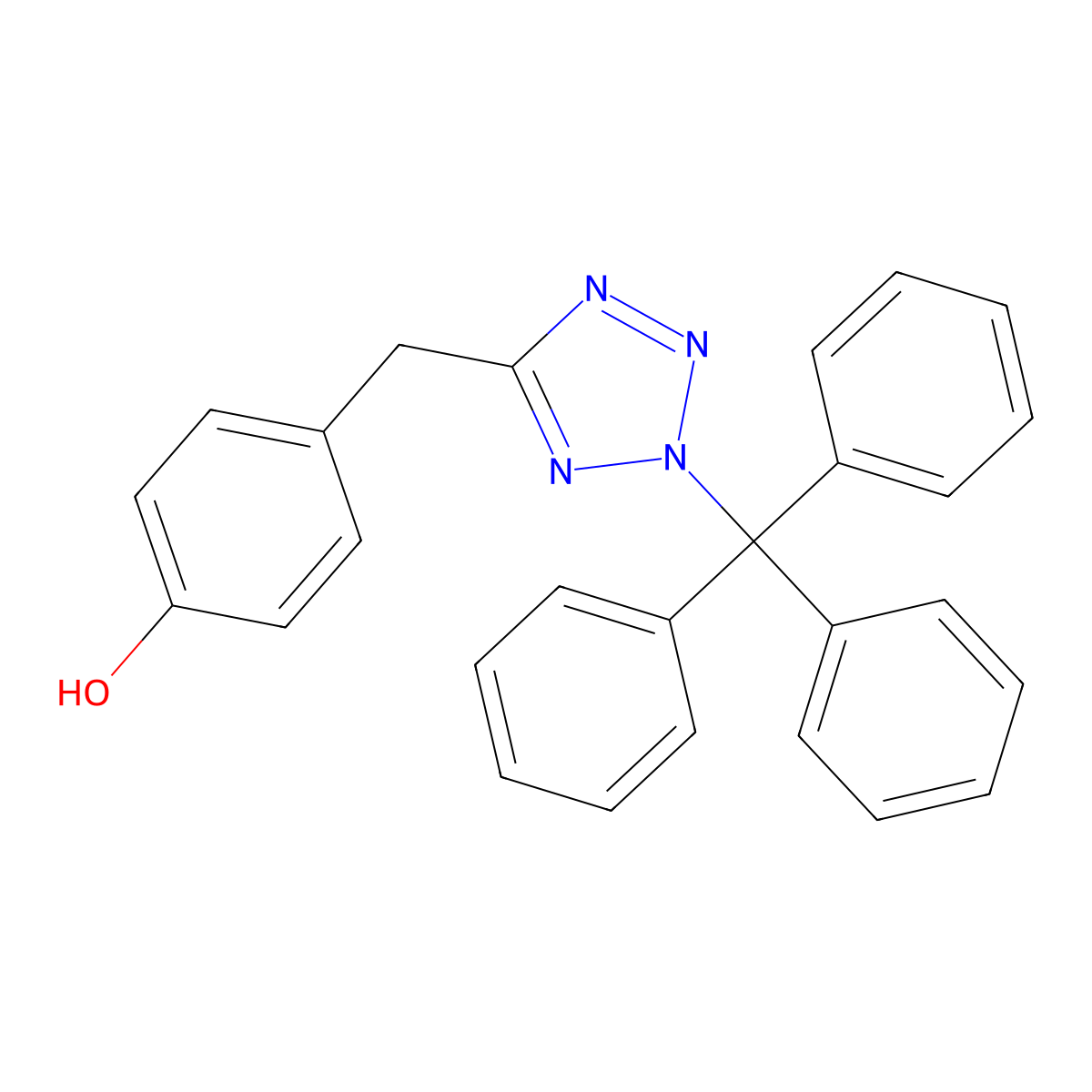 4-((2-Trityl-2H-tetrazol-5-yl)methyl)phenol molecular structure, CAS 164334-17-2