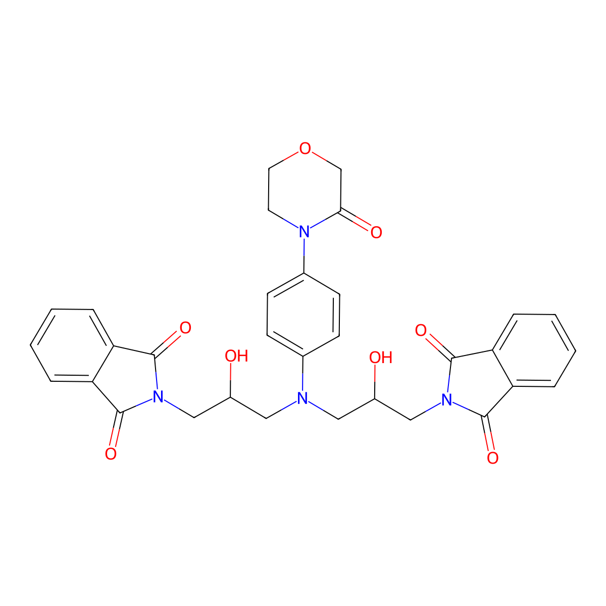 2,2'-[[[4-(3-Oxo-4-morpholinyl)phenyl]imino]bis[(2R)-2-hydroxy-3,1-propanediyl]]bis[1H-isoindole-1,3(2H)-dione] molecular structure, CAS 1643354-27-1
