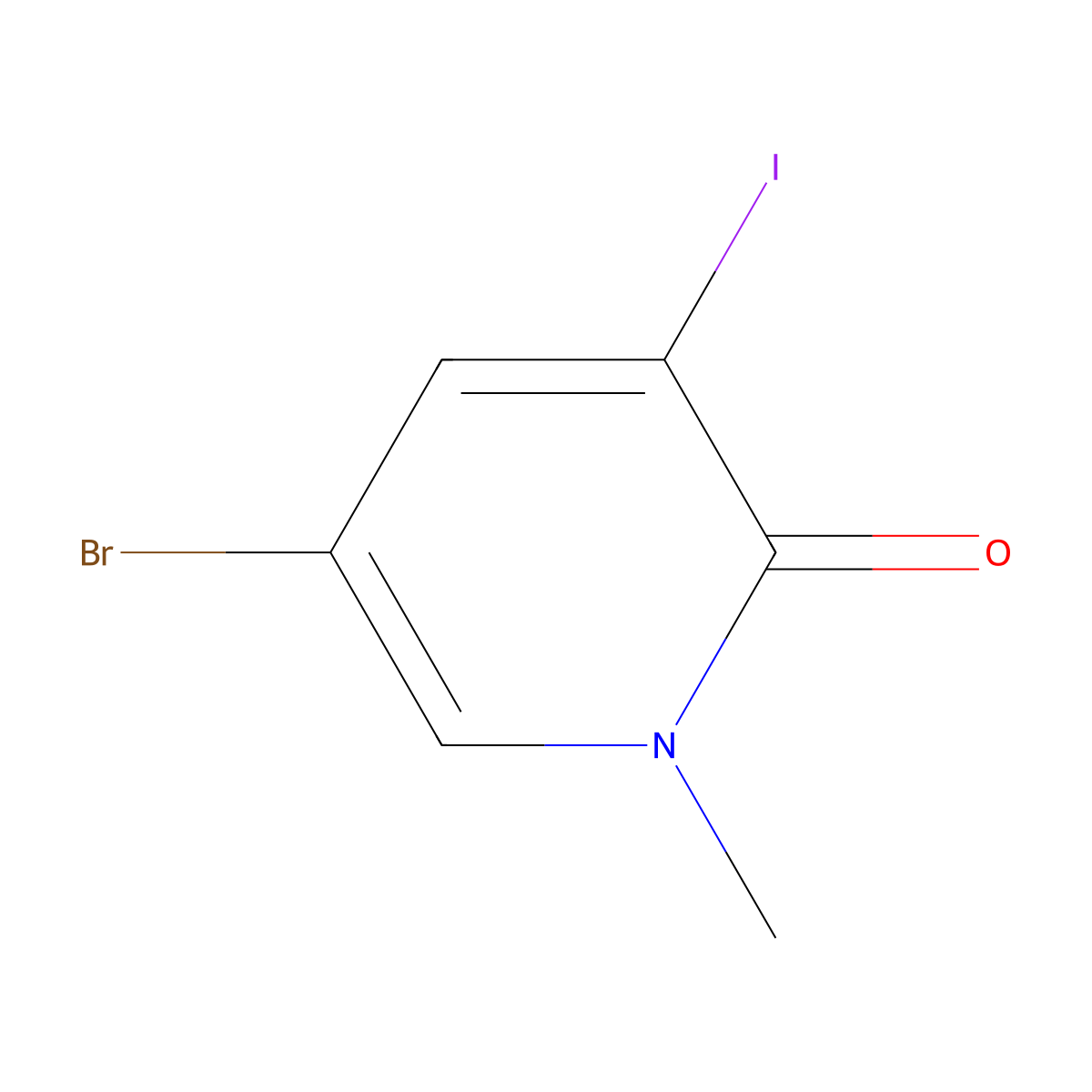5-bromo-3-iodo-1-methylpyridin-2(1H)-one molecular structure, CAS 1643367-68-3