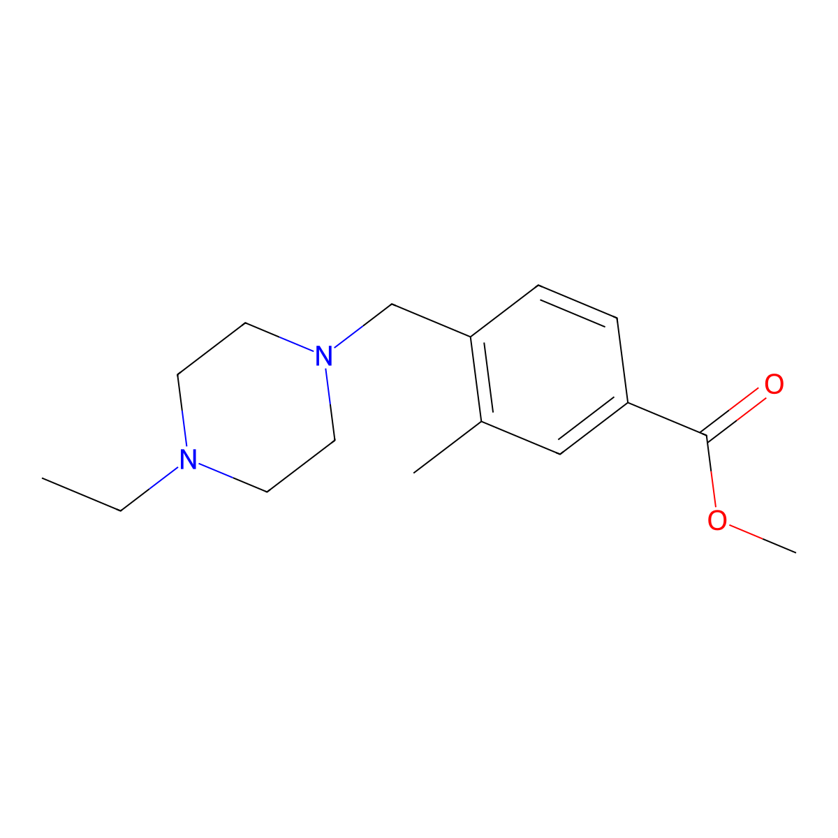 Methyl 4-((4-ethylpiperazin-1-yl)methyl)-3-methylbenzoate molecular structure, CAS 1643368-02-8