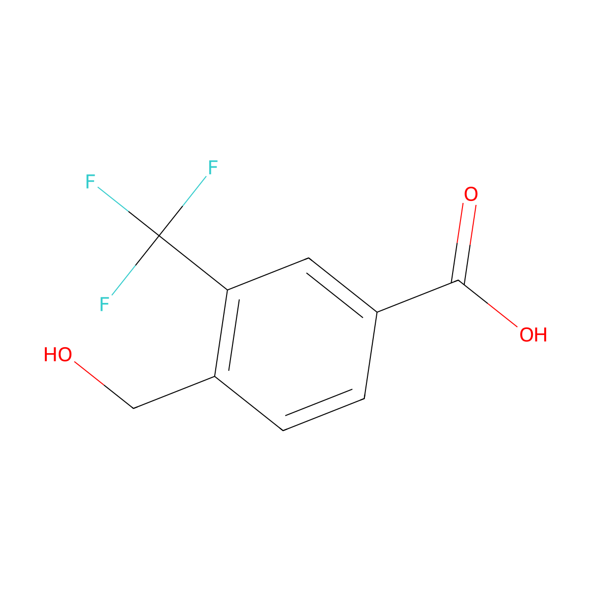 4-(Hydroxymethyl)-3-(trifluoromethyl)benzoic acid molecular structure, CAS 1643368-10-8