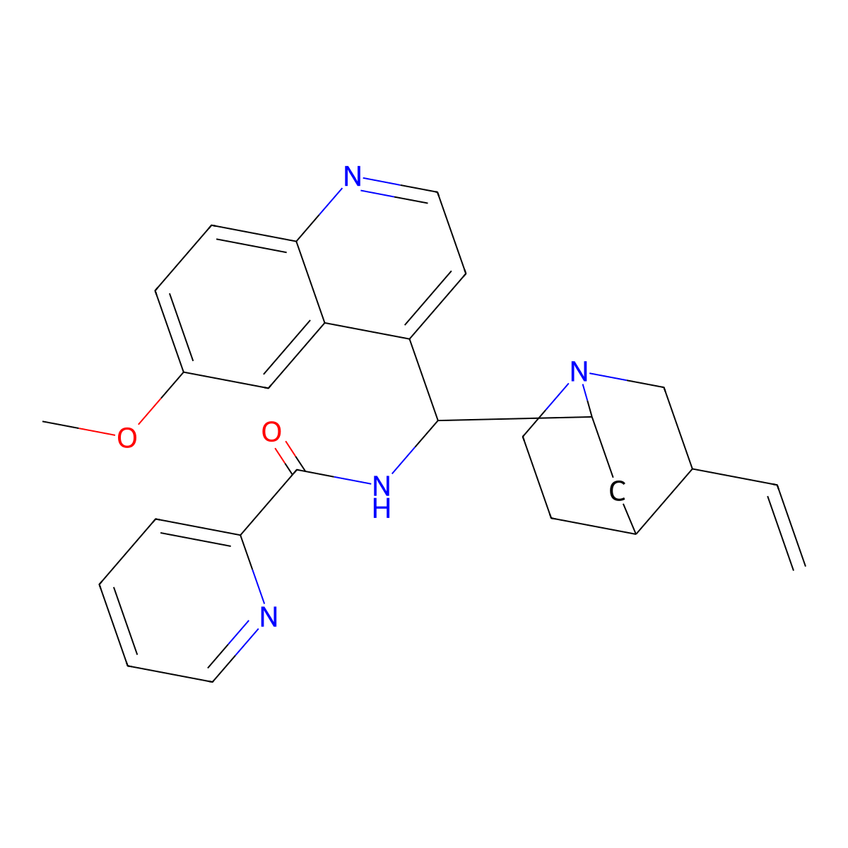 N-((6-Methoxyquinolin-4-yl)(5-vinylquinuclidin-2-yl)methyl)picolinamide molecular structure, CAS 1643369-82-7