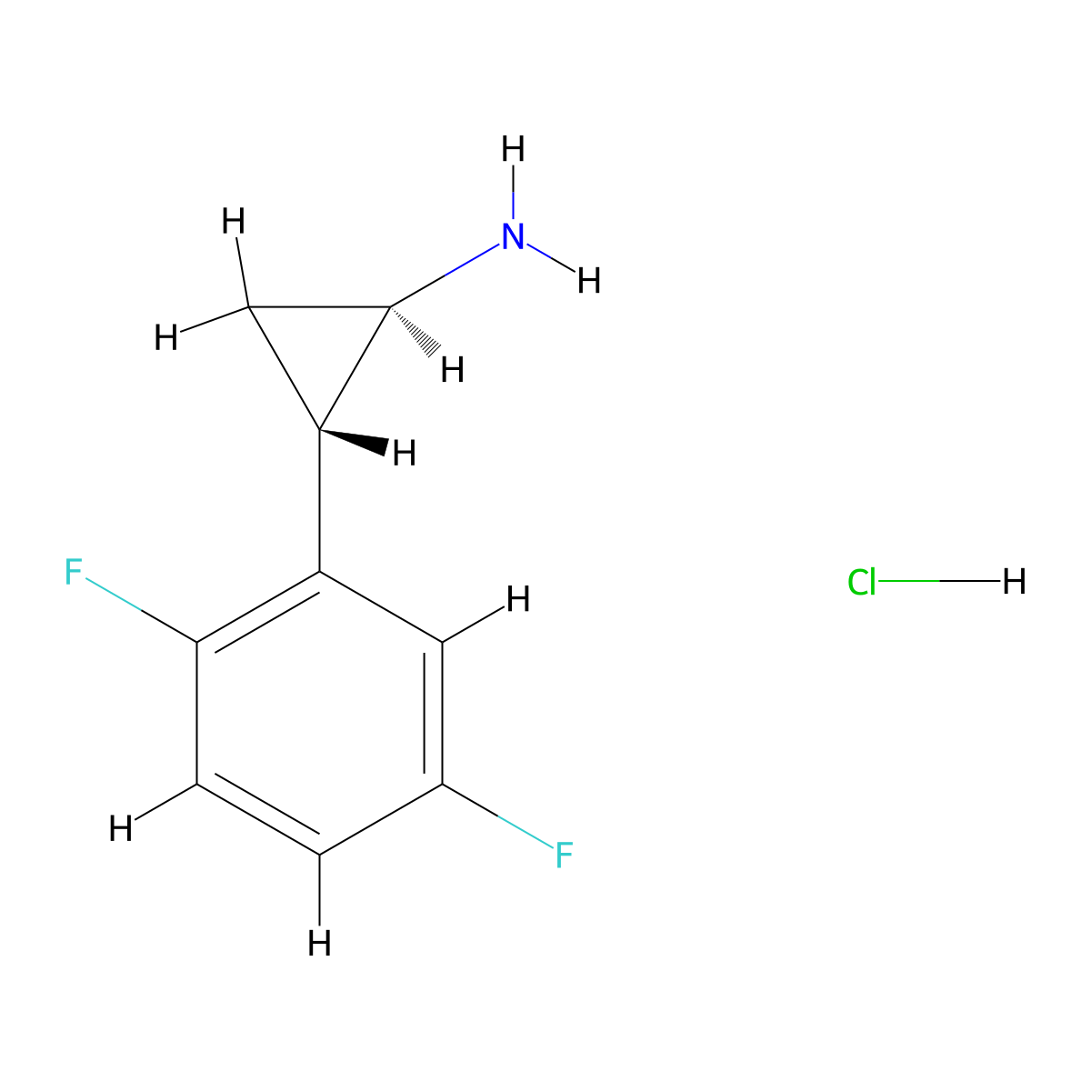 (1R,2S)-2-(2,5-Difluorophenyl)cyclopropan-1-amine hydrochloride molecular structure, CAS 1643378-54-4