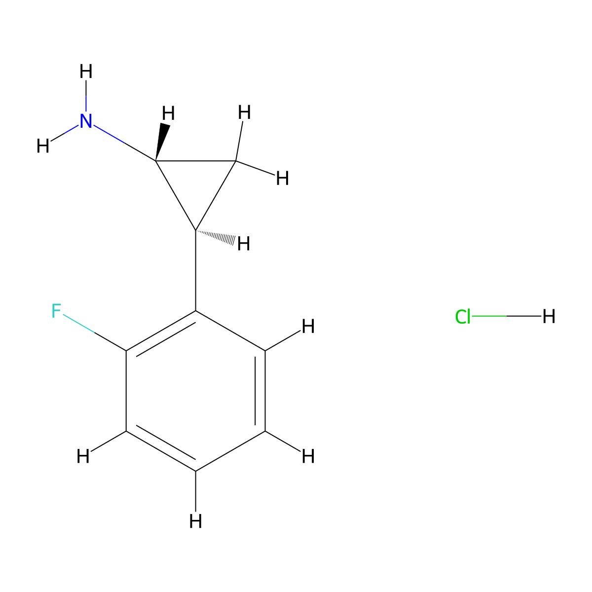 (1R,2S)-2-(2-fluorophenyl)cyclopropan-1-amine hydrochloride molecular structure, CAS 1643378-57-7