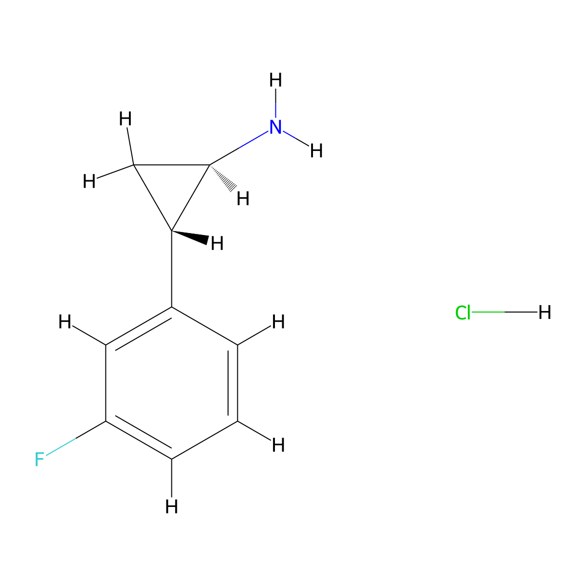 rac-(1R,2S)-2-(3-fluorophenyl)cyclopropan-1-amine hydrochloride molecular structure, CAS 1643378-58-8