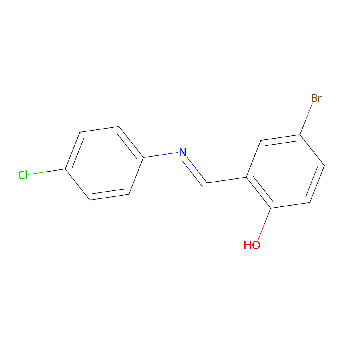 4-Bromo-2-{[(4-chlorophenyl)imino]methyl}phenol molecular structure, CAS 16434-76-7