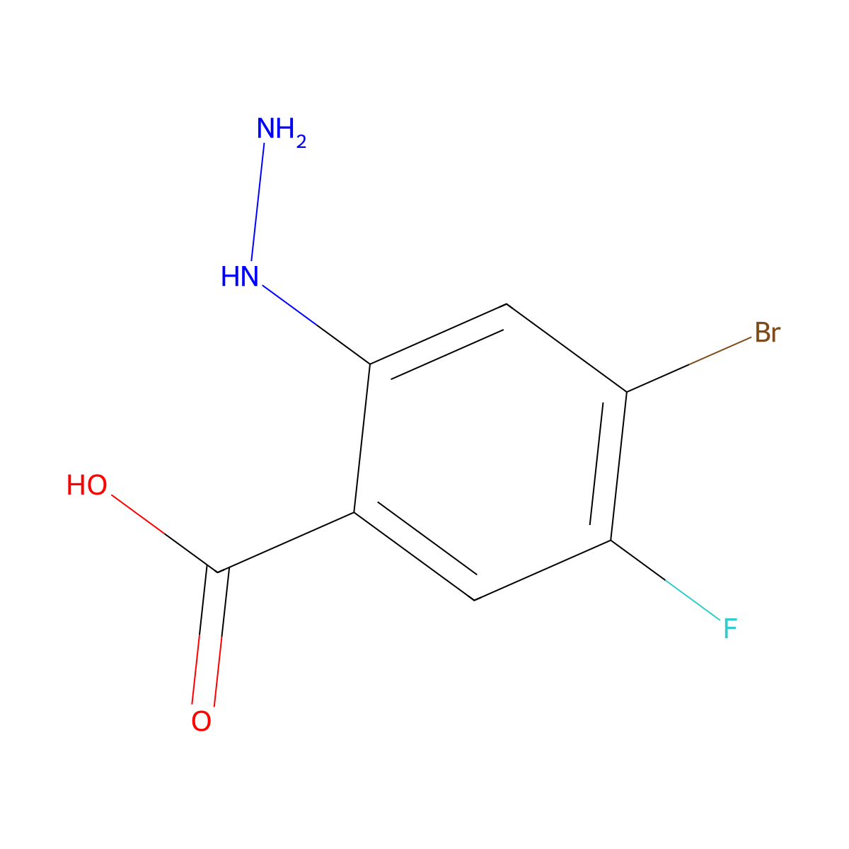 4-Bromo-5-fluoro-2-hydrazinylbenzoic acid molecular structure, CAS 1643412-40-1