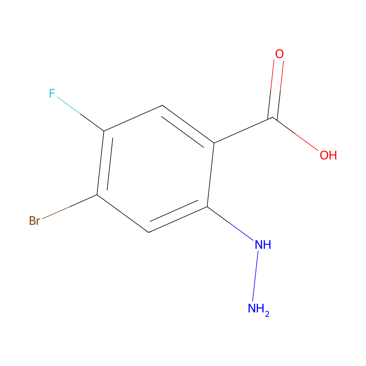 4-Bromo-5-fluoro-2-hydrazinylbenzoic acid molecular structure, CAS 1643412-40-1