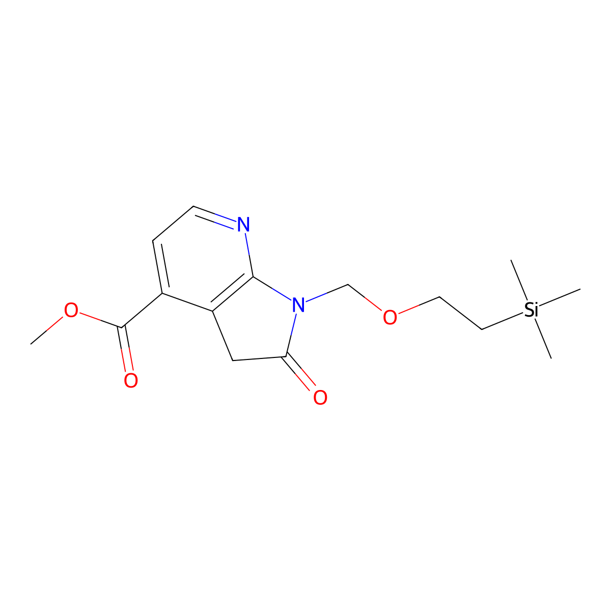 methyl 2-oxo-1-((2-(trimethylsilyl)ethoxy)methyl)-2,3-dihydro-1H-pyrrolo[2,3-b]pyridine-4-carboxylate molecular structure, CAS 1643461-07-7