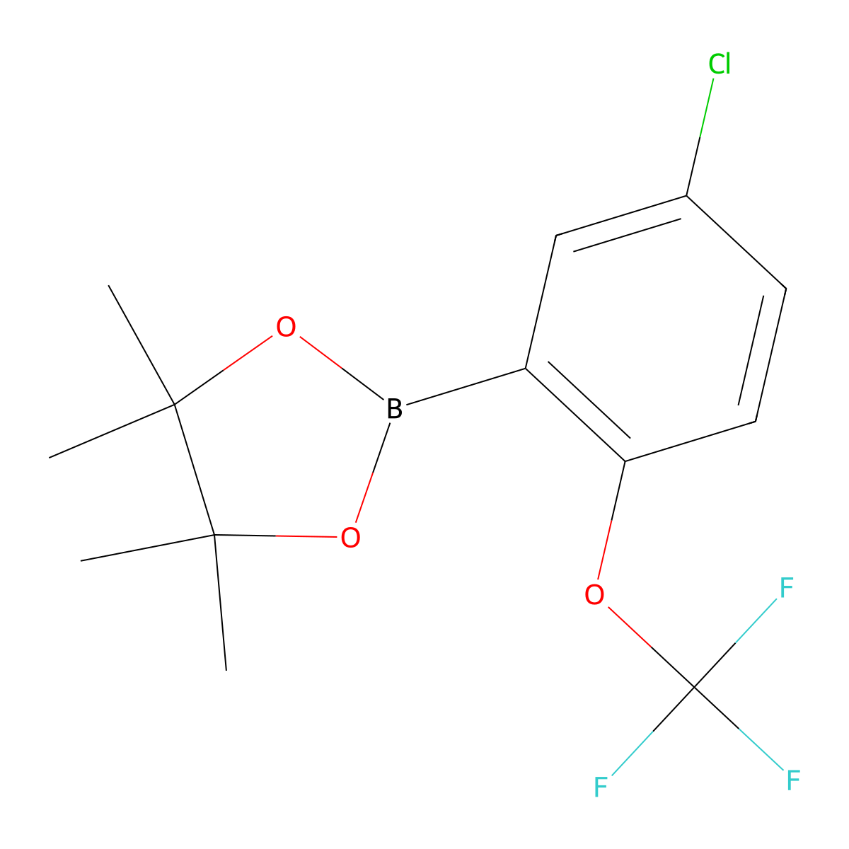 2-(5-Chloro-2-(trifluoromethoxy)phenyl)-4,4,5,5-tetramethyl-1,3,2-dioxaborolane molecular structure, CAS 1643467-83-7