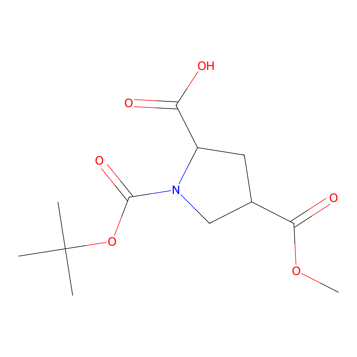 (2S,4S)-1-(tert-Butoxycarbonyl)-4-(methoxycarbonyl)pyrrolidine-2-carboxylic acid molecular structure, CAS 1643468-69-2