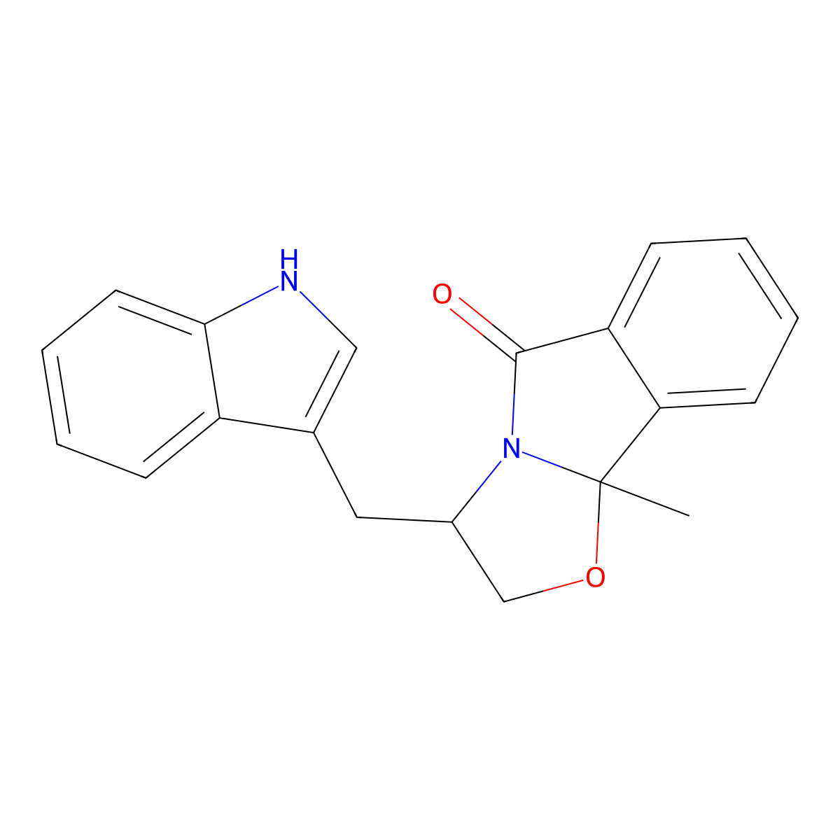 (3S,9BR)-3-((1H-indol-3-yl)methyl)-9b-methyl-2,3-dihydrooxazolo[2,3-a]isoindol-5(9bH)-one molecular structure, CAS 1643469-17-3