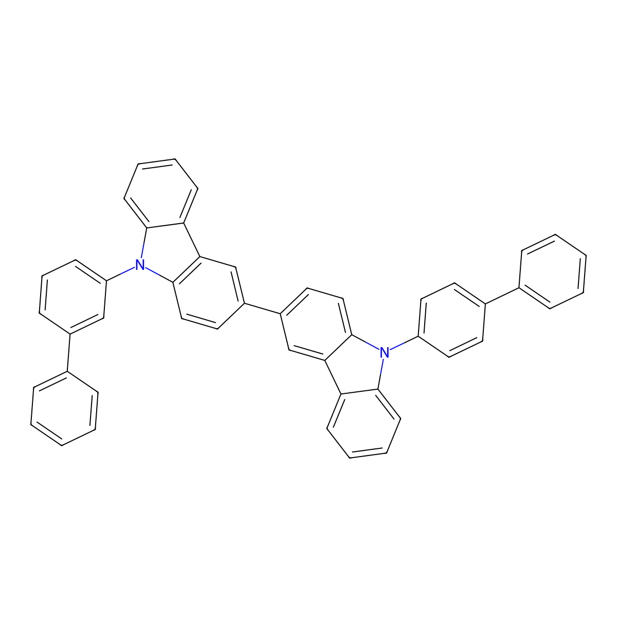 9-[1,1'-biphenyl]-3-yl-9'-[1,1'-biphenyl]-4-yl-3,3'-bi-9H-carbazole molecular structure, CAS 1643479-47-3