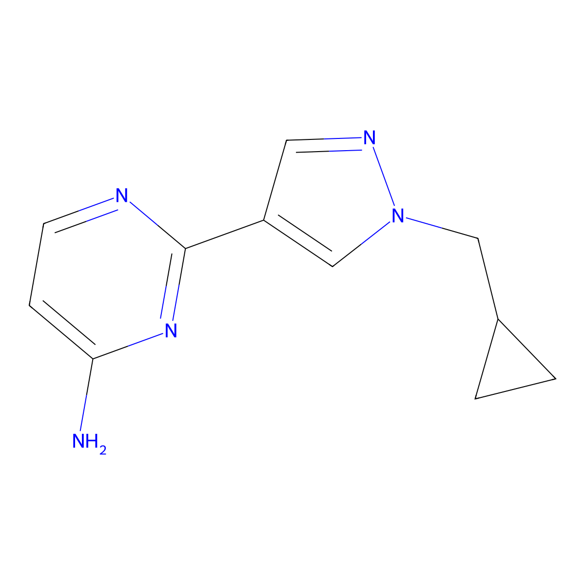 2-(1-(cyclopropylmethyl)-1H-pyrazol-4-yl)pyrimidin-4-amine molecular structure, CAS 1643499-70-0