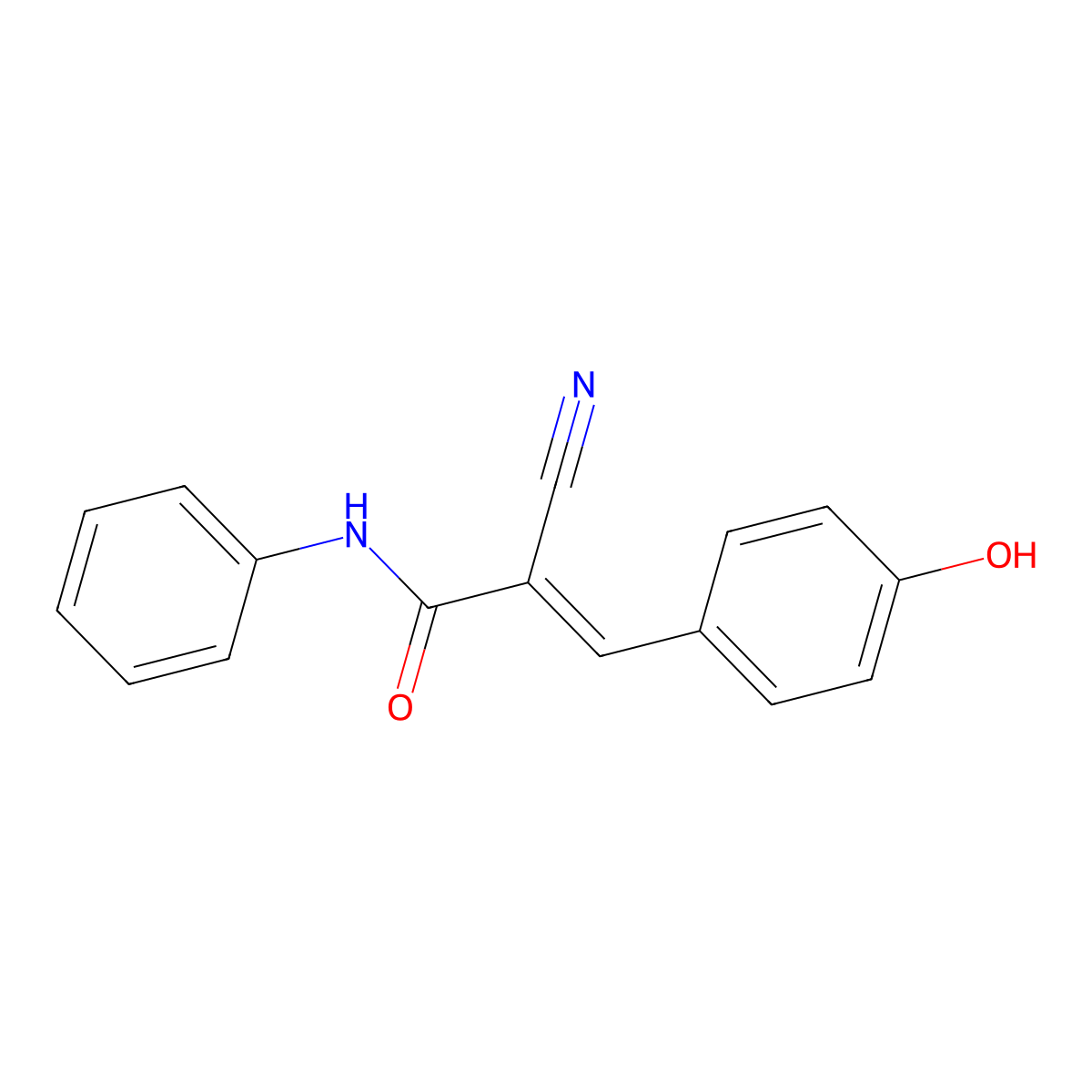 2-cyano-3-(4-hydroxyphenyl)-N-phenylprop-2-enamide molecular structure, CAS 16435-08-8