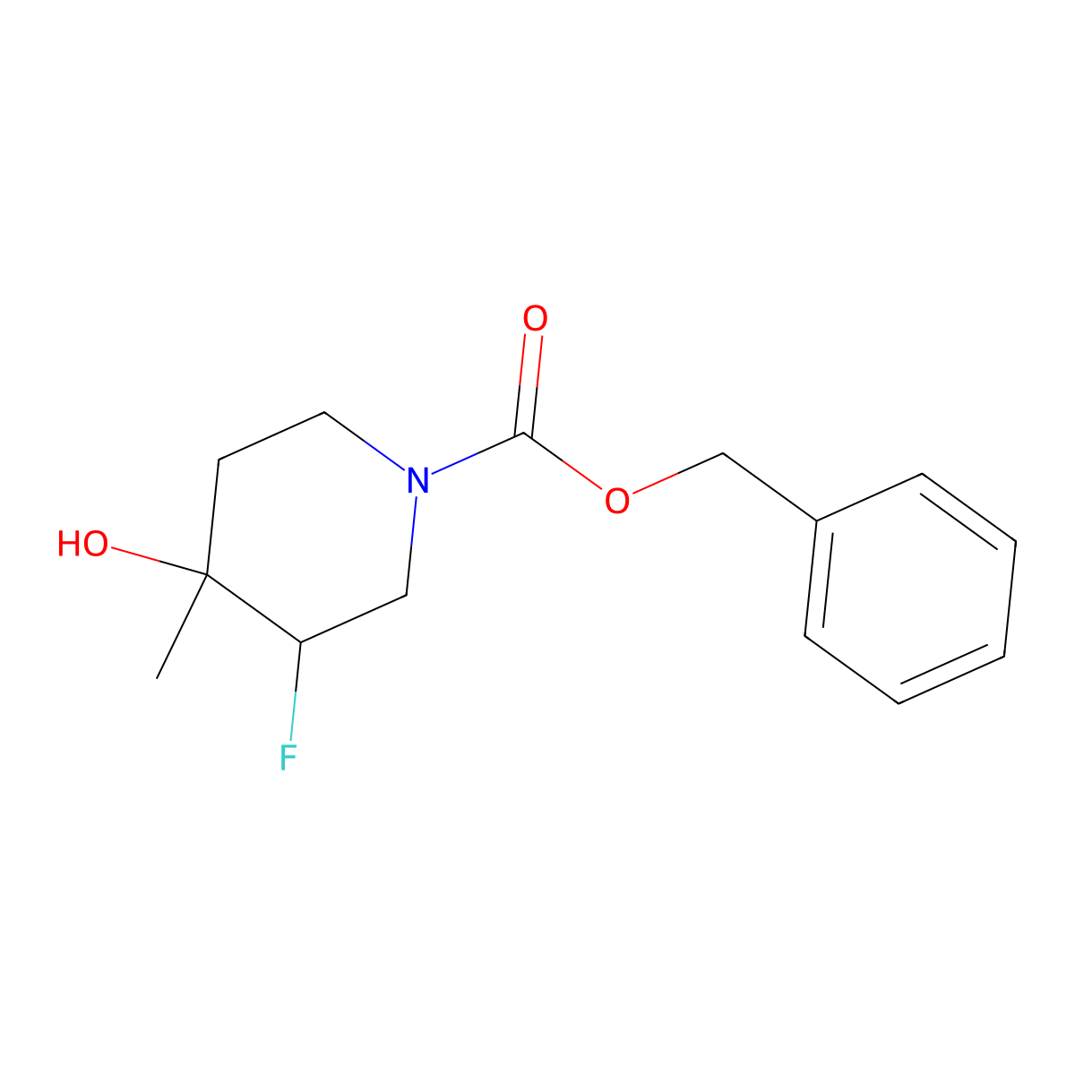 Cis-benzyl 3-fluoro-4-hydroxy-4-methylpiperidine-1-carboxylate molecular structure, CAS 1643500-09-7