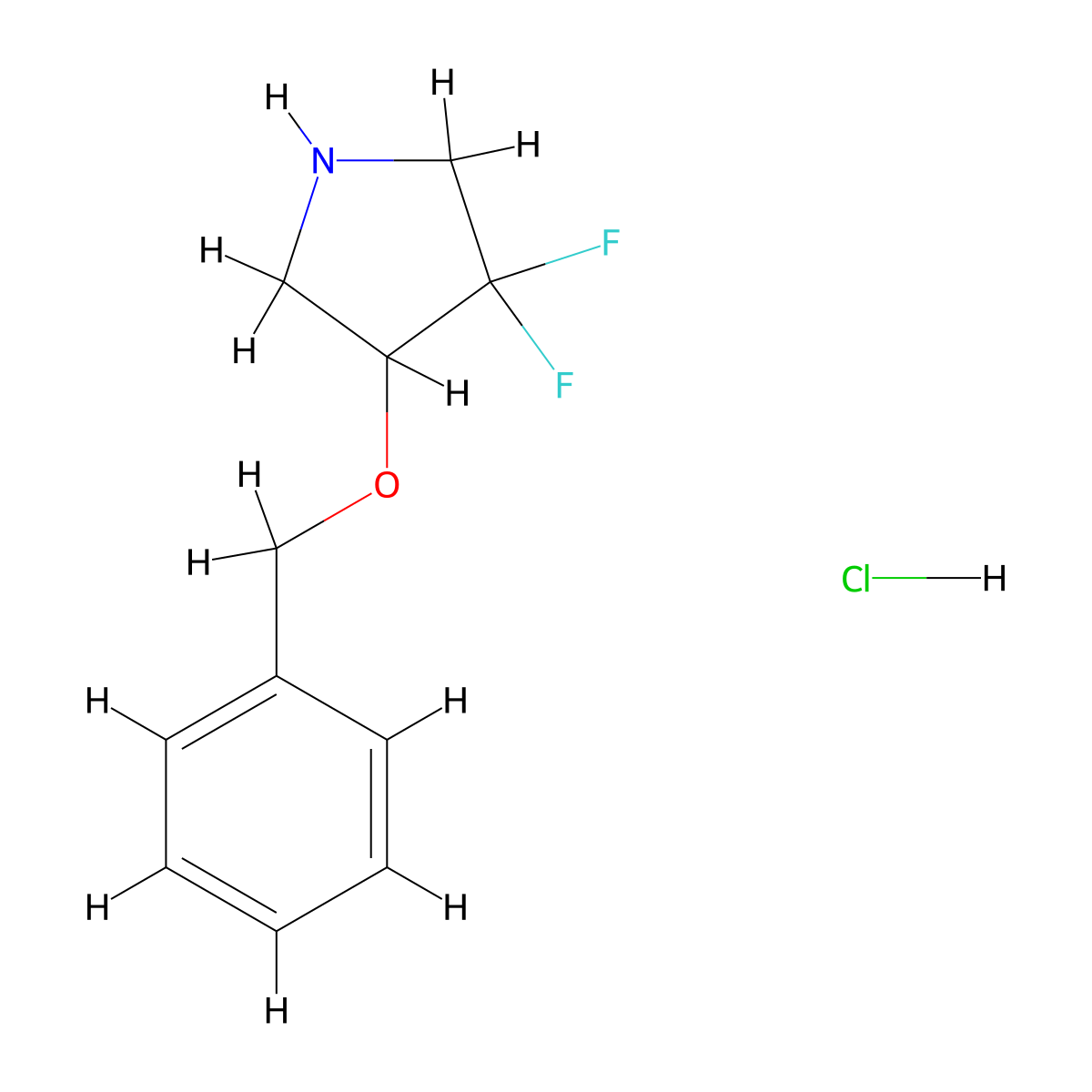 4-(Benzyloxy)-3,3-difluoropyrrolidine hydrochloride molecular structure, CAS 1643500-39-3