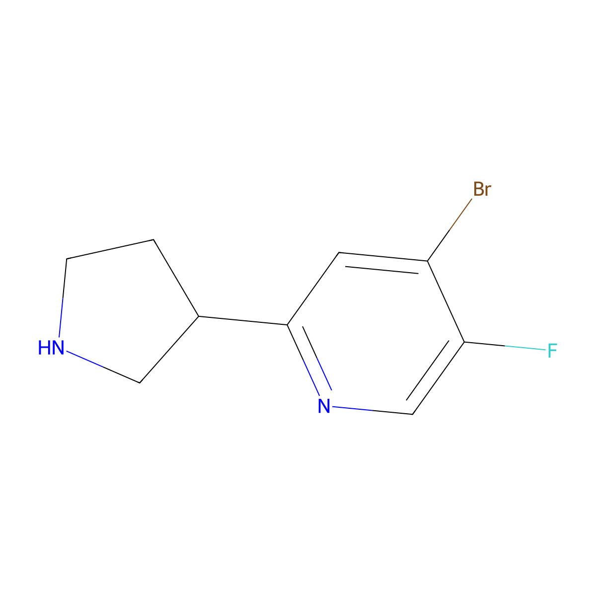 4-Bromo-2-(pyrrolidin-3-yl)-5-fluoropyridine molecular structure, CAS 1643537-26-1